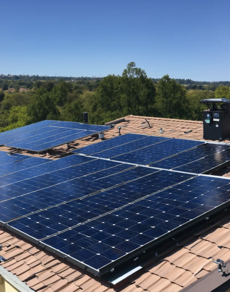 A photo of a solar panel system installed on a roof