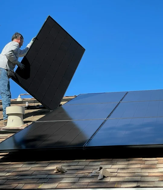 "Solar installation team setting up solar panels