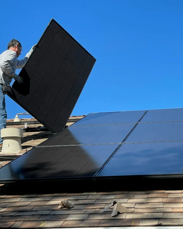 "Solar installation team setting up solar panels