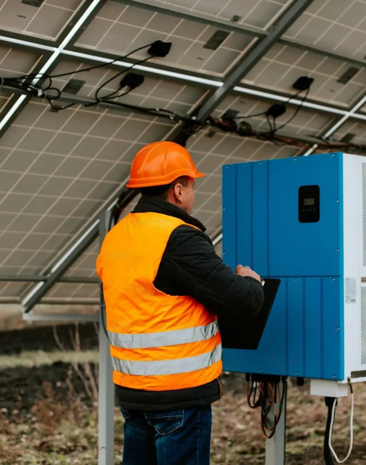 Monitoring system for solar inverters showing real-time energy conversion data.