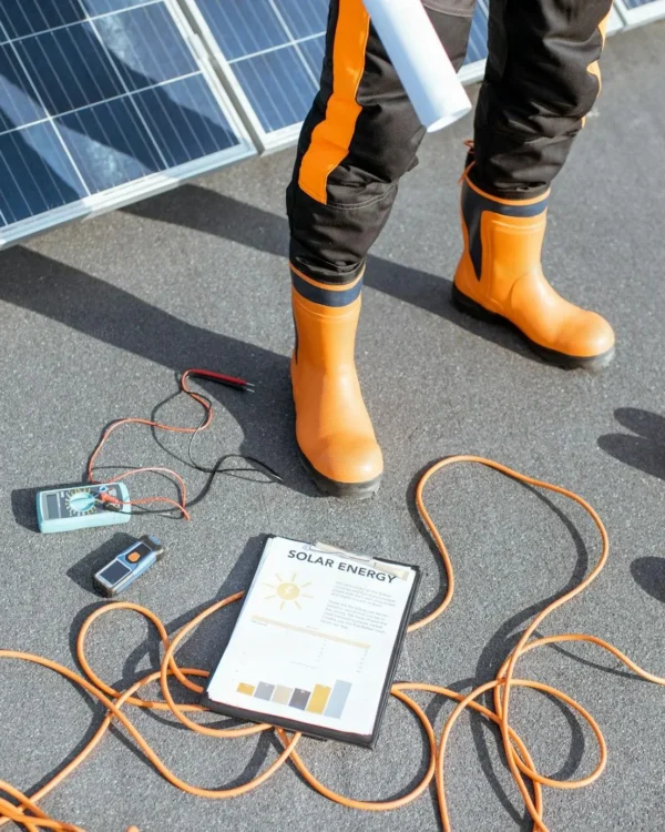 Tools and equipment used for solar maintenance and repair.