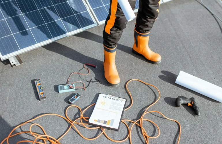 Tools and equipment used for solar maintenance and repair.