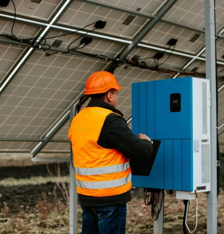 Monitoring system for solar inverters showing real-time energy conversion data.